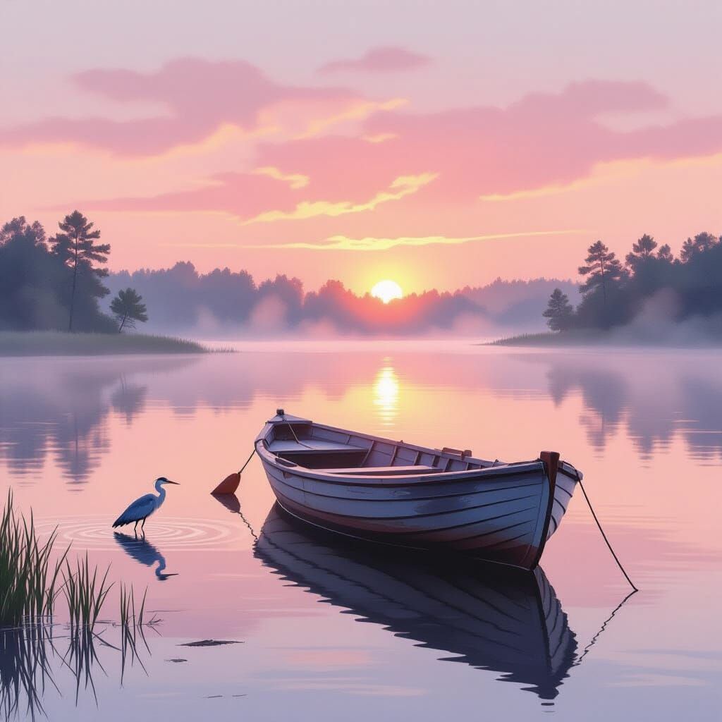 Paint a peaceful rural American landscape in the soft, calming style of Bob Ross. Rolling green fields stretch into the distance beneath a w... - Start Image 2