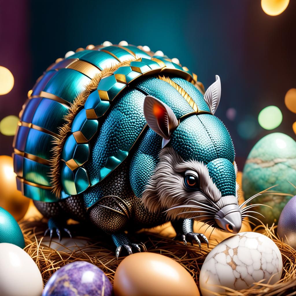 Armadillo with marble eggs  by @Mapleaf100color