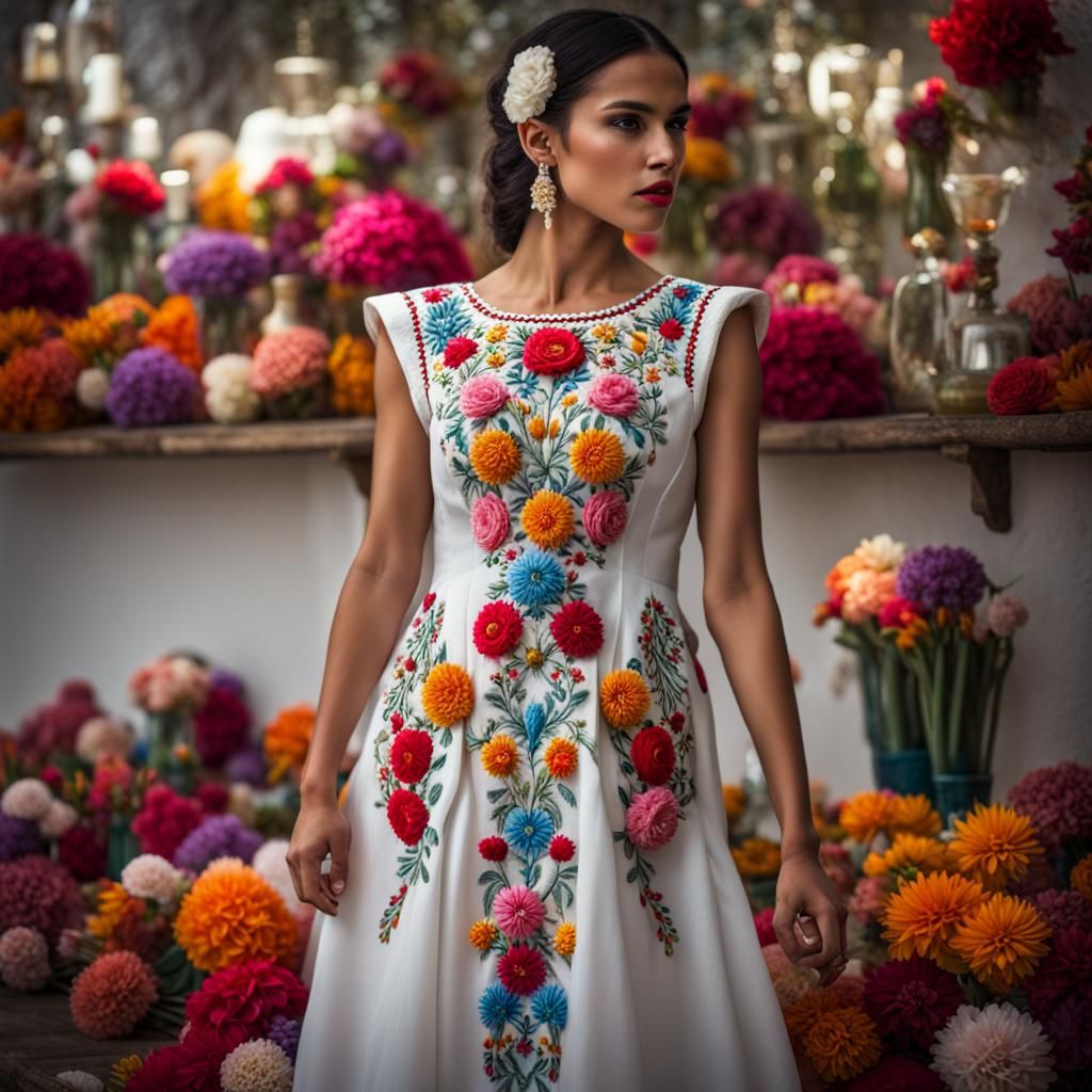 Embroidered Mexican Party Dress