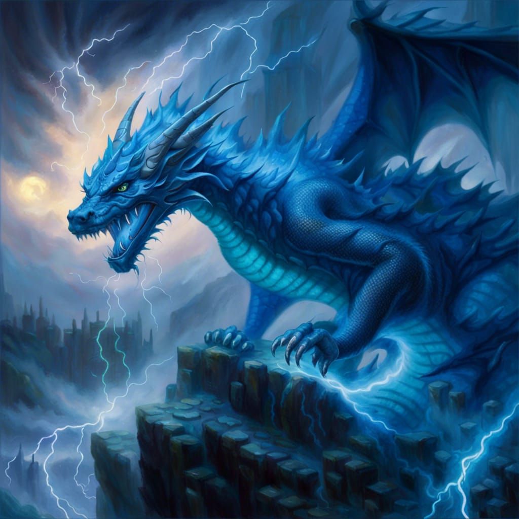 A mighty blue Dragon - AI Generated Artwork - NightCafe Creator