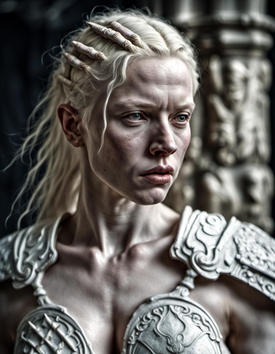 photo realistic, unclad albino female warrior in Roman Britain ...