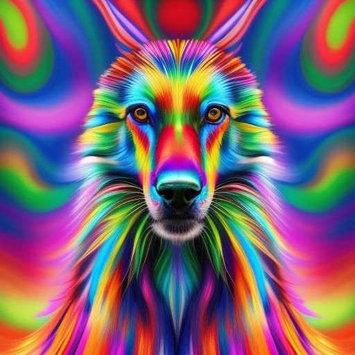 Psychedelic Saluki Dog 1 - AI Generated Artwork - NightCafe Creator