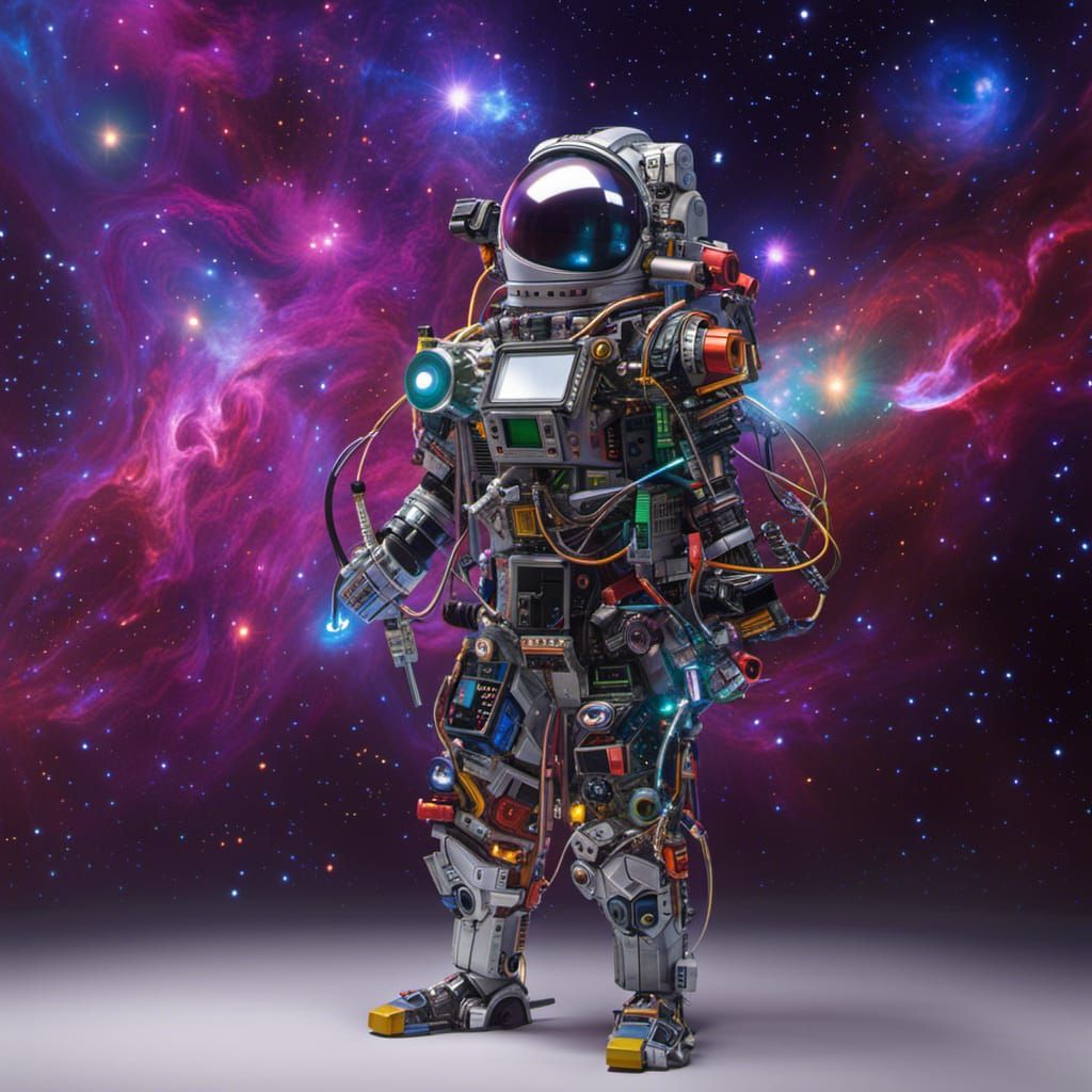 Futuristic Celestial Cyberhen in Abstract Style