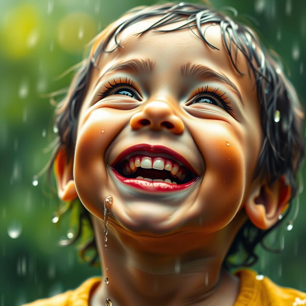 Joy in rain. 