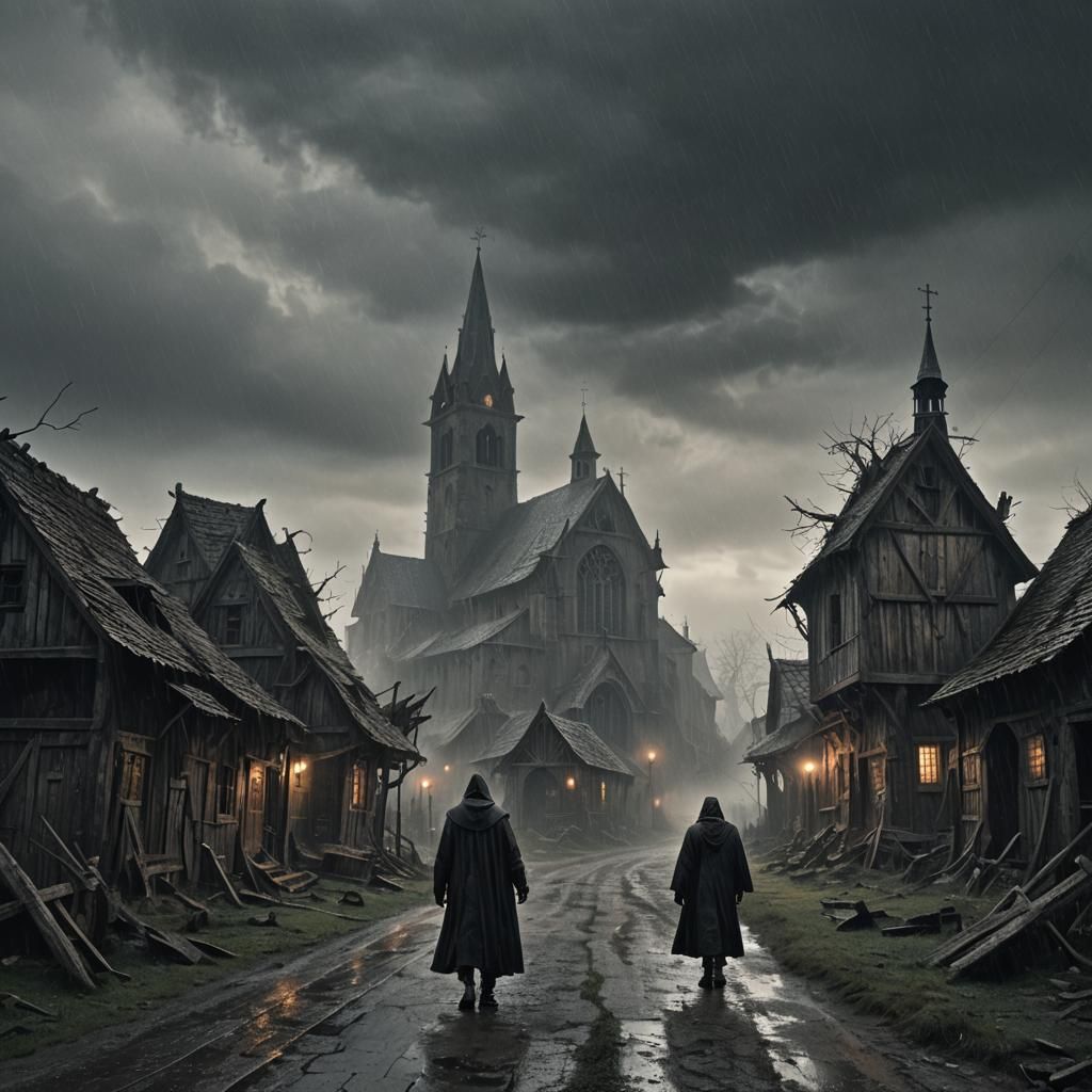 Entering a small delapitated gothic town