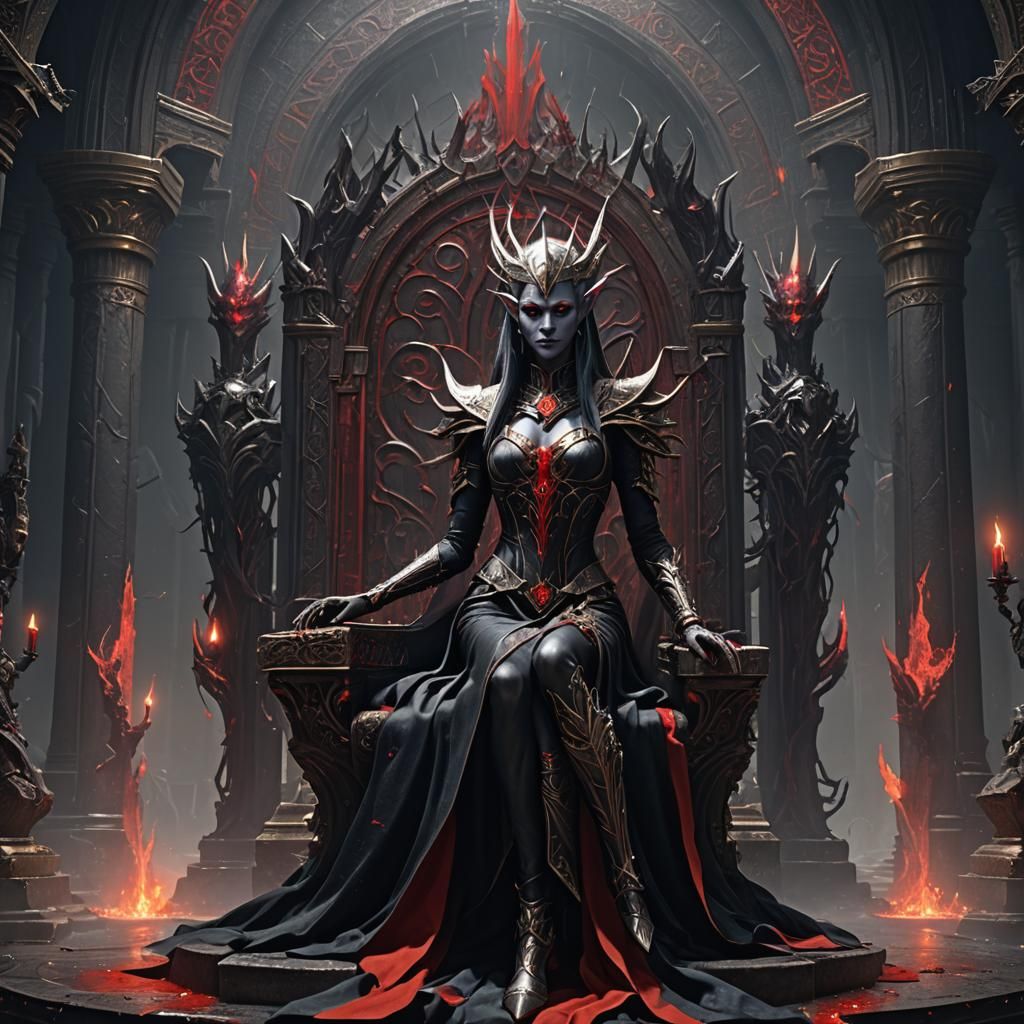 Dark Elf Queen on her Throne