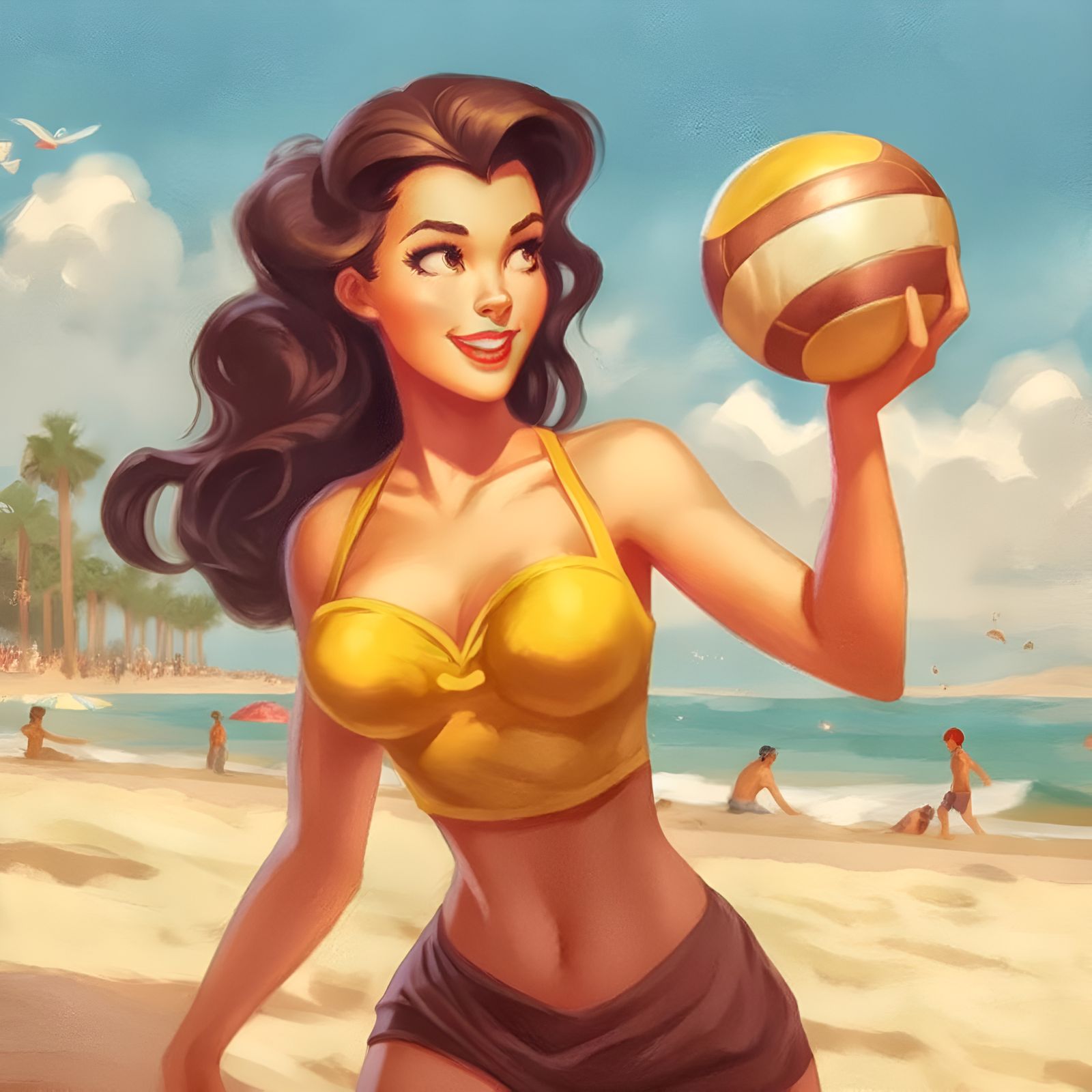 Midjourney: Beach Volleybelle