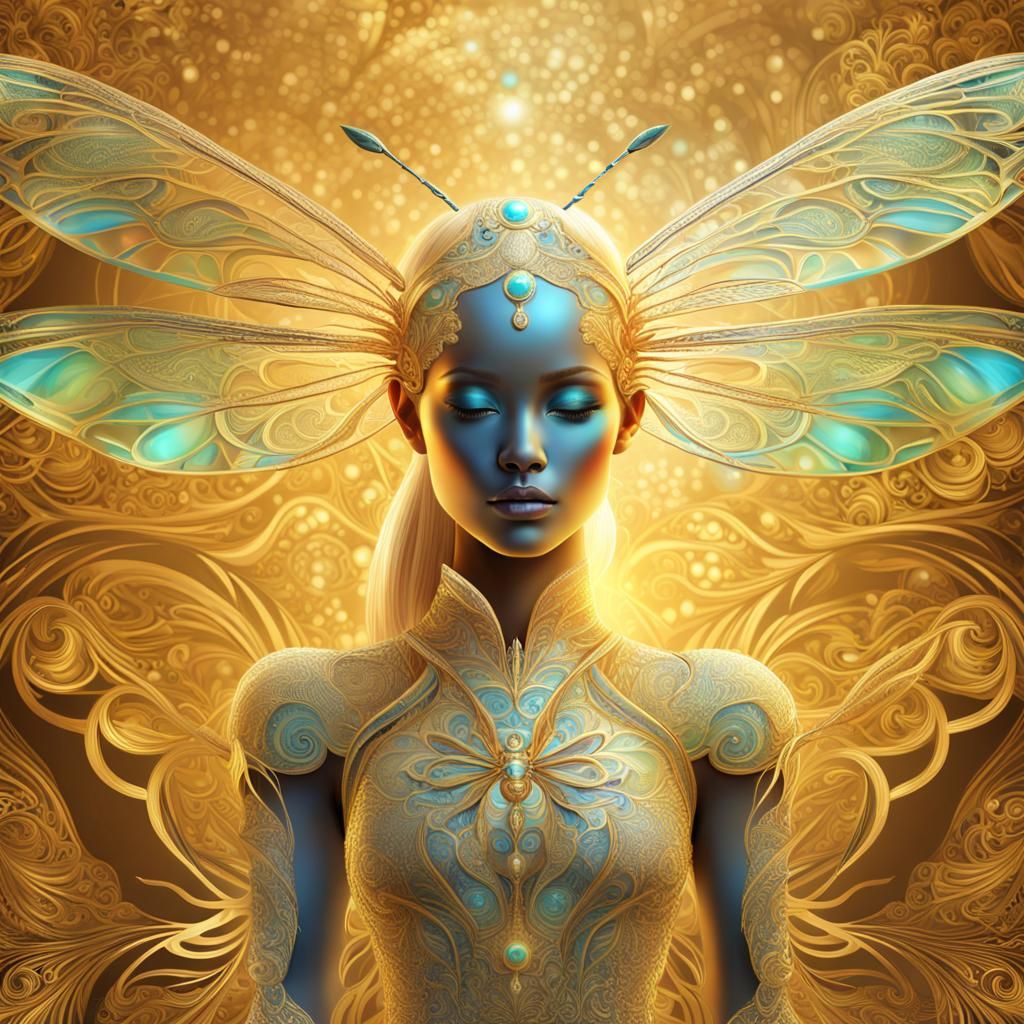 mystical spiritual dragonfly female human form - AI Generated Artwork ...