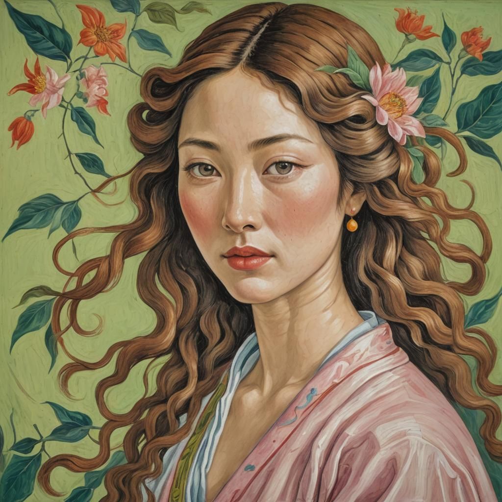 Chinese beauty, portrait painted by Sandro Botticelli