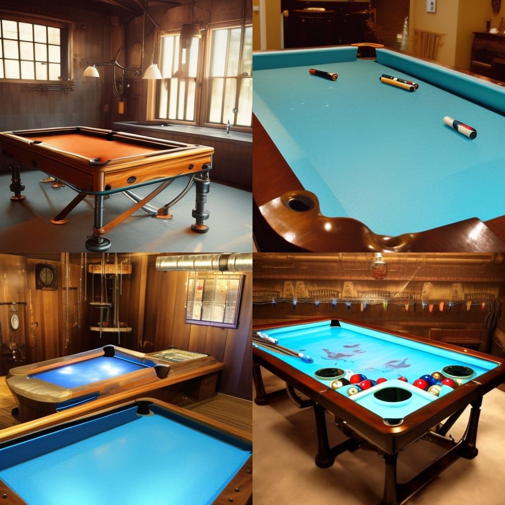 Swimming pool in a billiards table filled with water - AI Generated ...