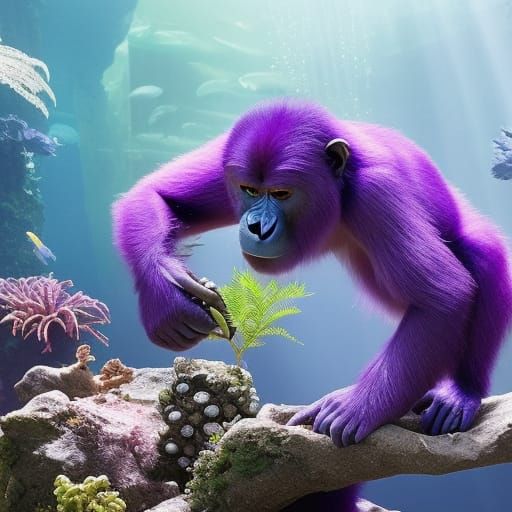 Underwater Ape Fishing AI Generated Artwork NightCafe Creator