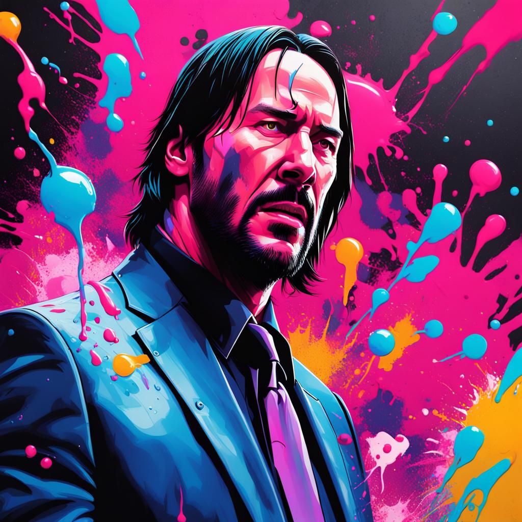 John wick wearing a bubblegum suit