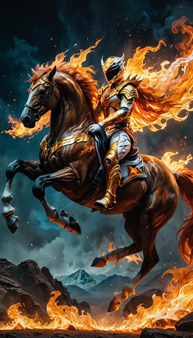 Photorealistic full body portrait of a Rapidash-Inspired Pow...