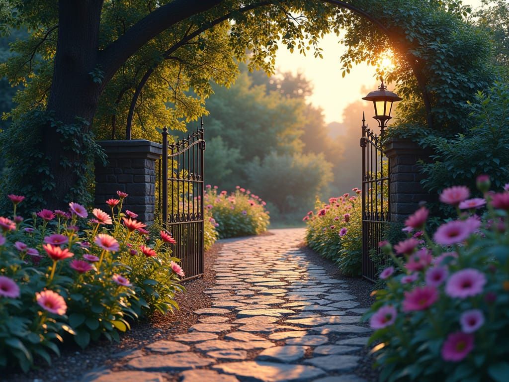 pug walking on the path towards the front of the scene, realistic