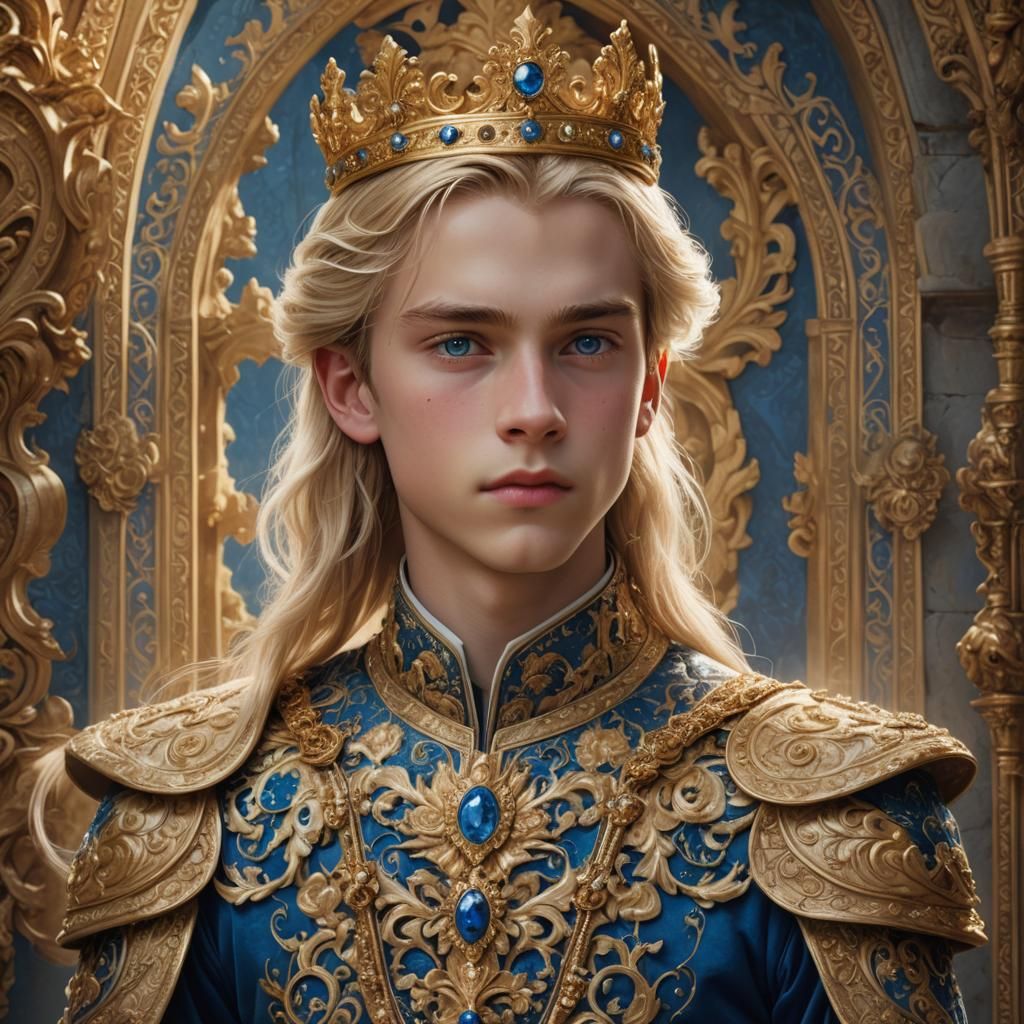 Blond Prince with Golden Crown Fantasy Concept Art