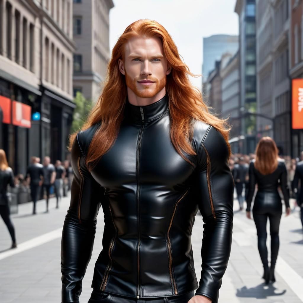 Ginger man in leather - AI Generated Artwork - NightCafe Creator