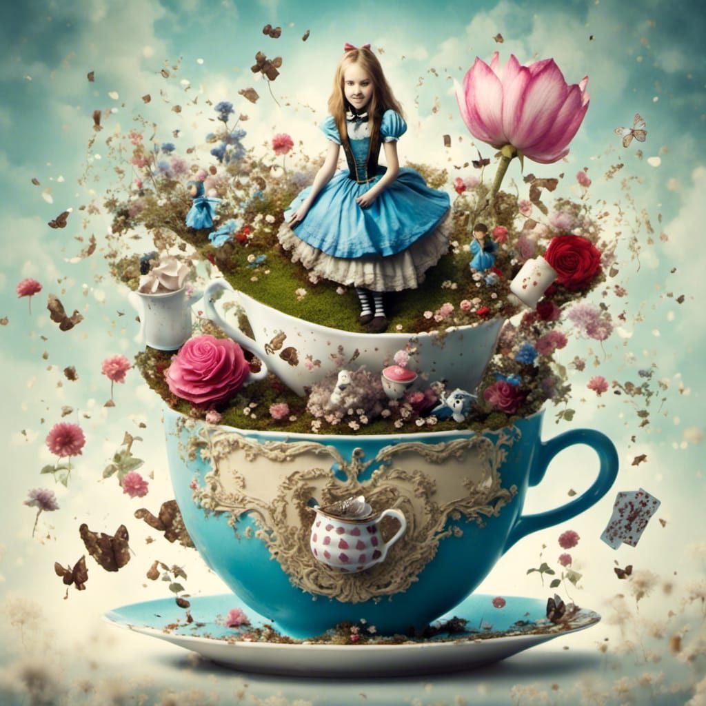 <lora:Cuppa:1.0> Alice in Wonderland in a cup  