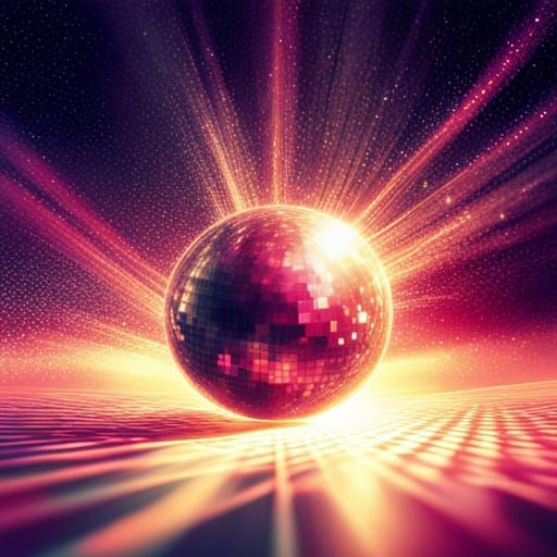 Glitter ball at disco. Dancers. Glitter. Lots of Glitter.