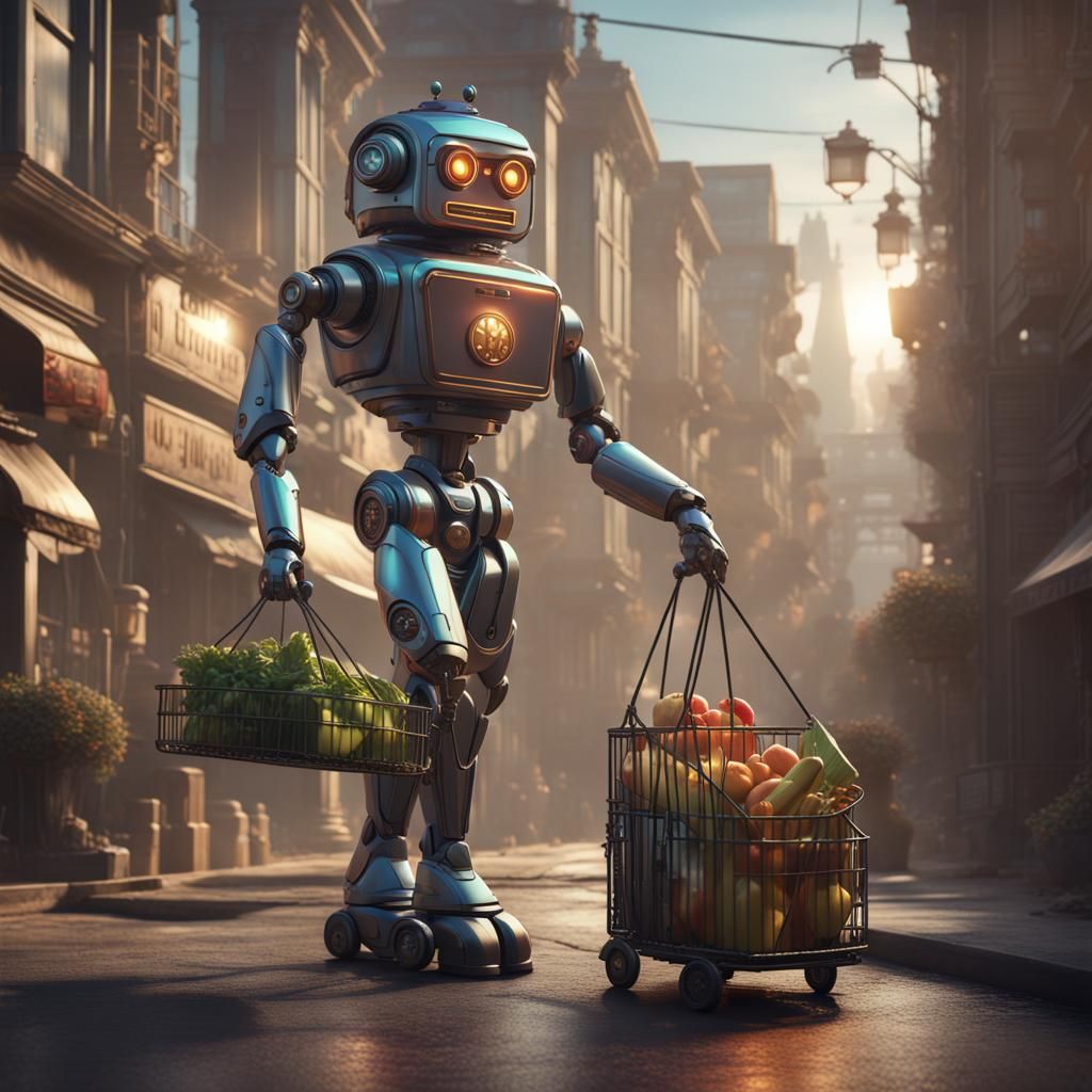 robot butler buying groceries  by @Harmanna