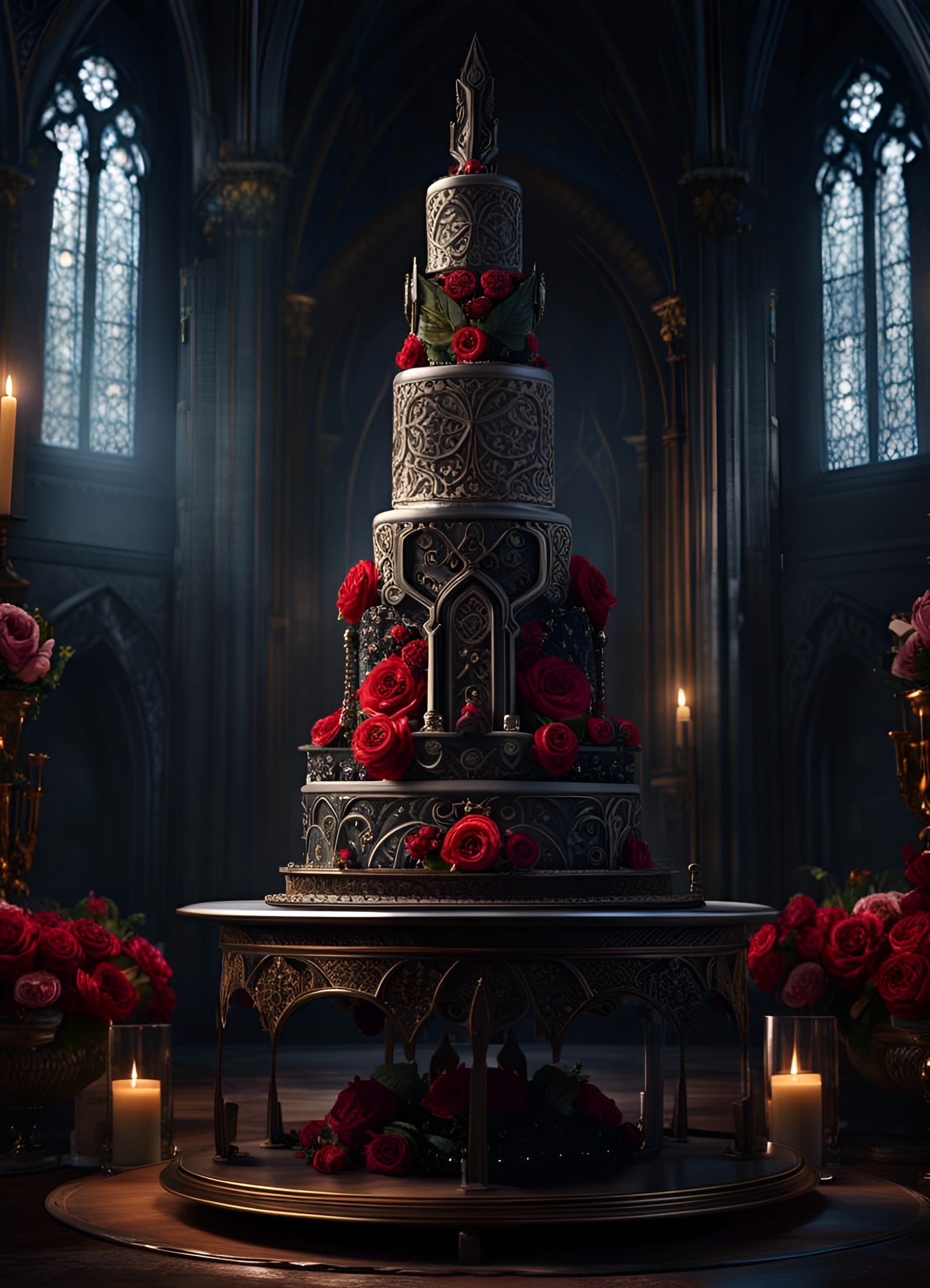 Beautiful and intricate detailed wedding cake Gothic style a masterpiece, 8k resolution, dark fantasy ...  by @Ricard Nordeng