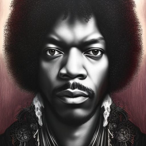 Jimmy Hendrix fan art portrait  by @Strigoi77
