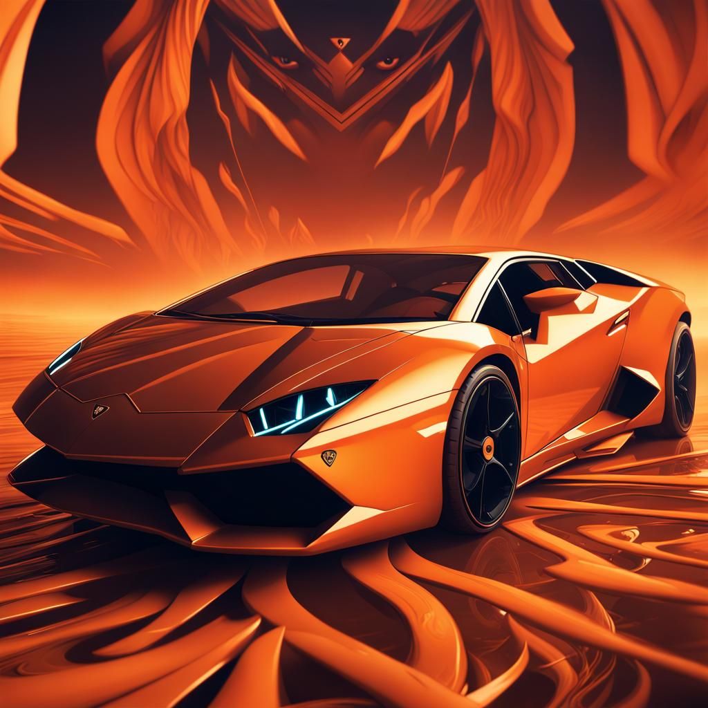 Poster art Orange Lamborghini 