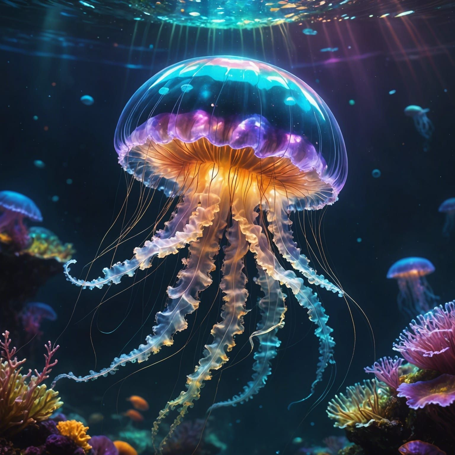 Colourful Jellyfish  by @dreamowl