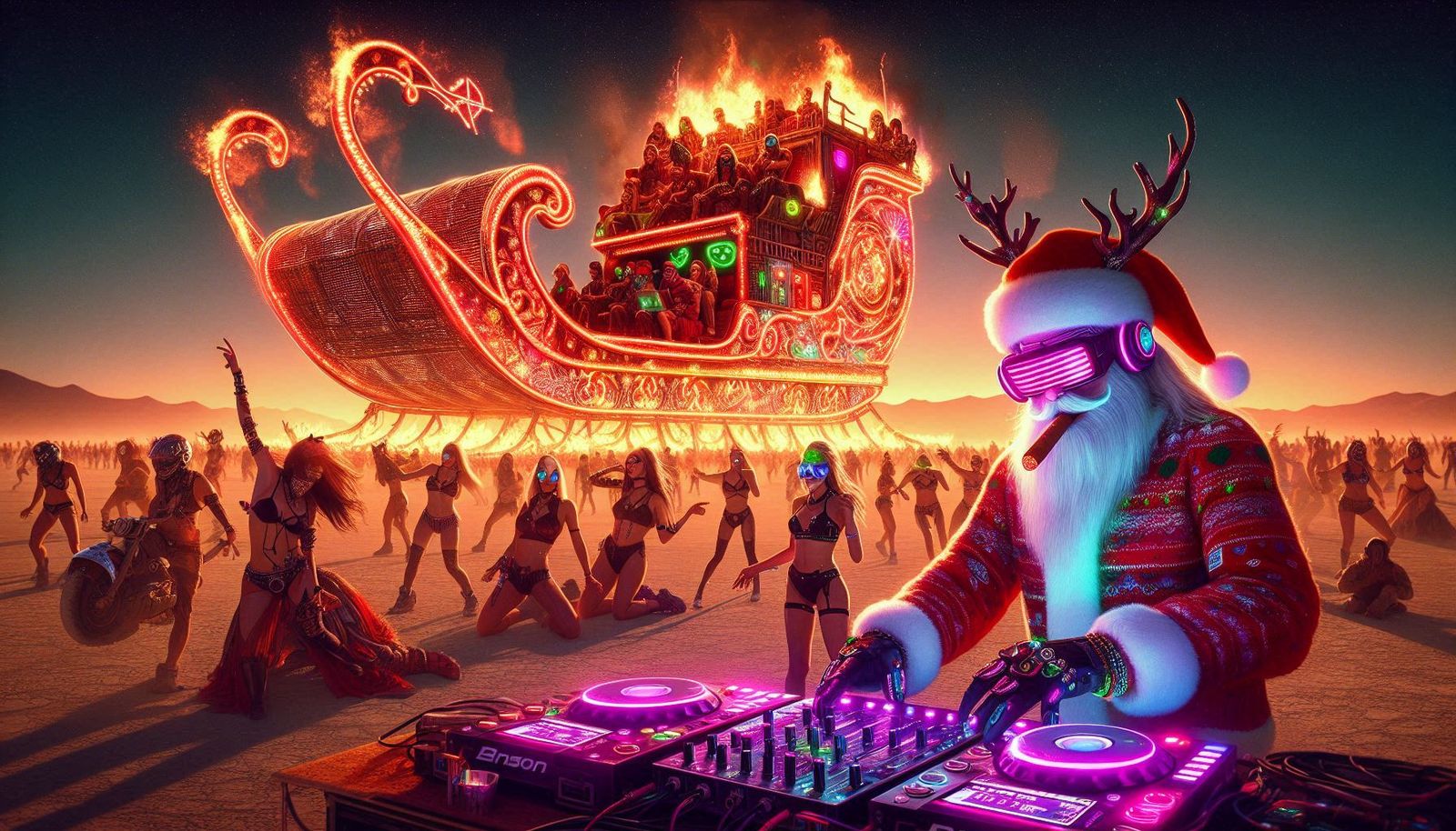 Santa Blazes at Burning Man