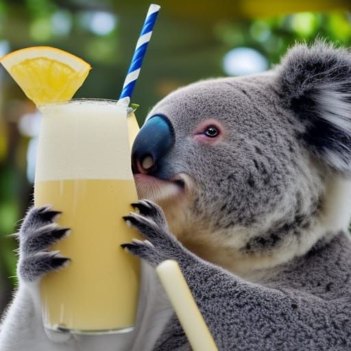 Koala bear with a pina colada   by @Rapunzel Bigfoot
