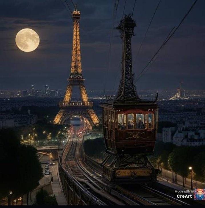 two Eiffel towers, are part of a complex cable car network, ...