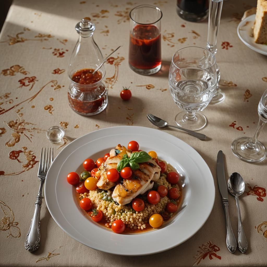 Exquisite Chicken Dish in Surreal Still Life