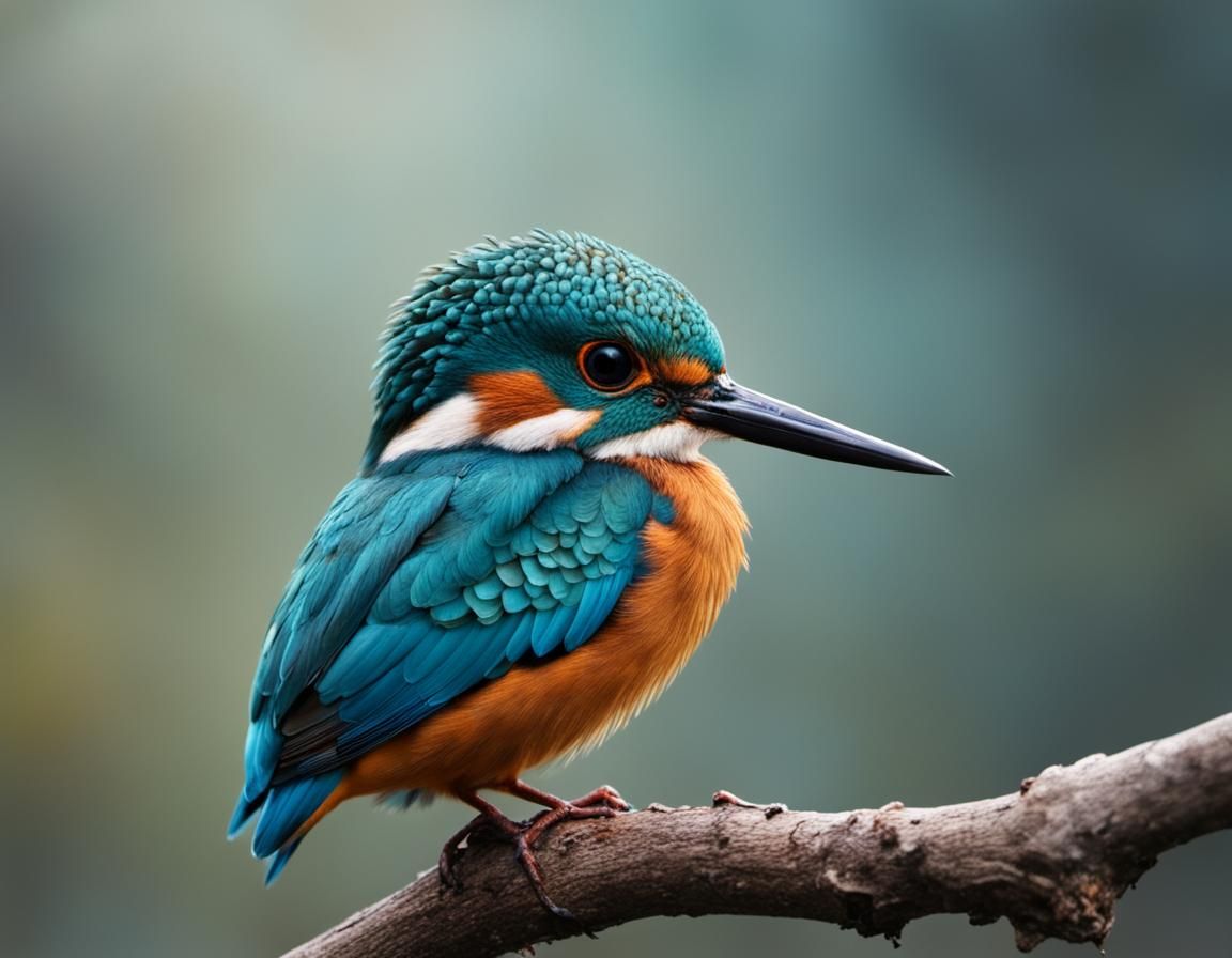 Kingfisher Macro Photo in Pixar Ghibli Style