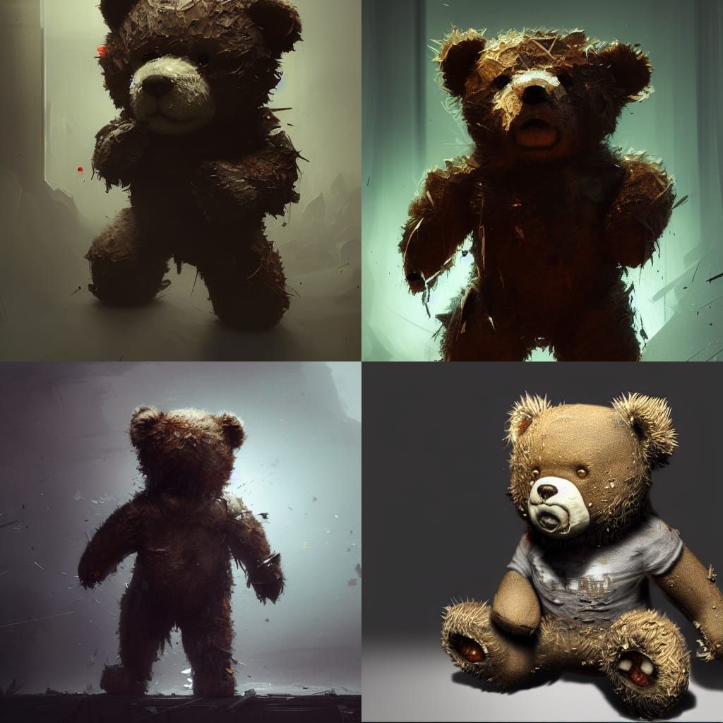 Ripped tattered teddy bear a masterpiece, 8k resolution, dar...