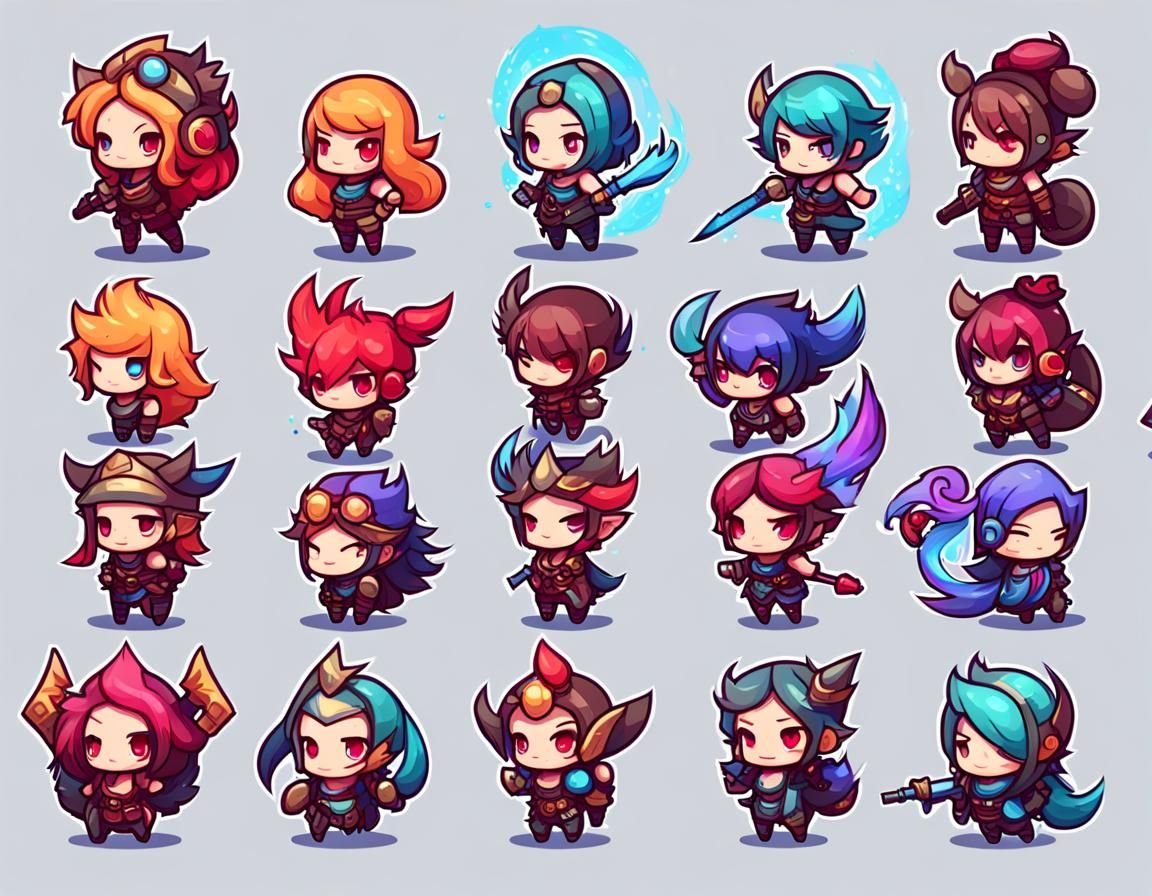 vibrant fantasy of cute baby sprites, in style of league of legends ...