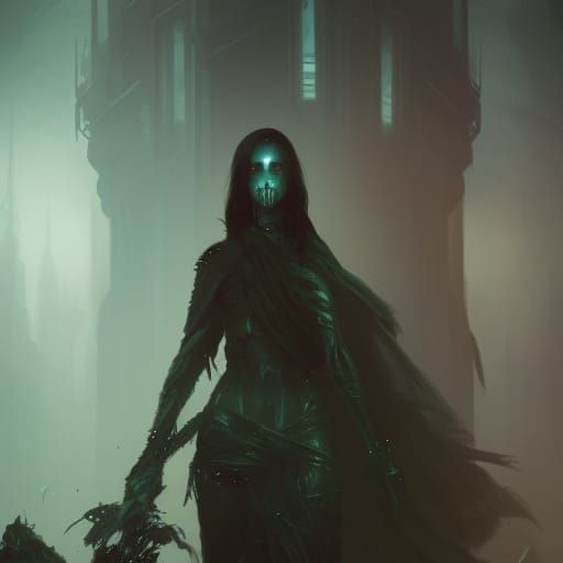 dark figure, creepy, humanoid, glitch code aura, error code,...