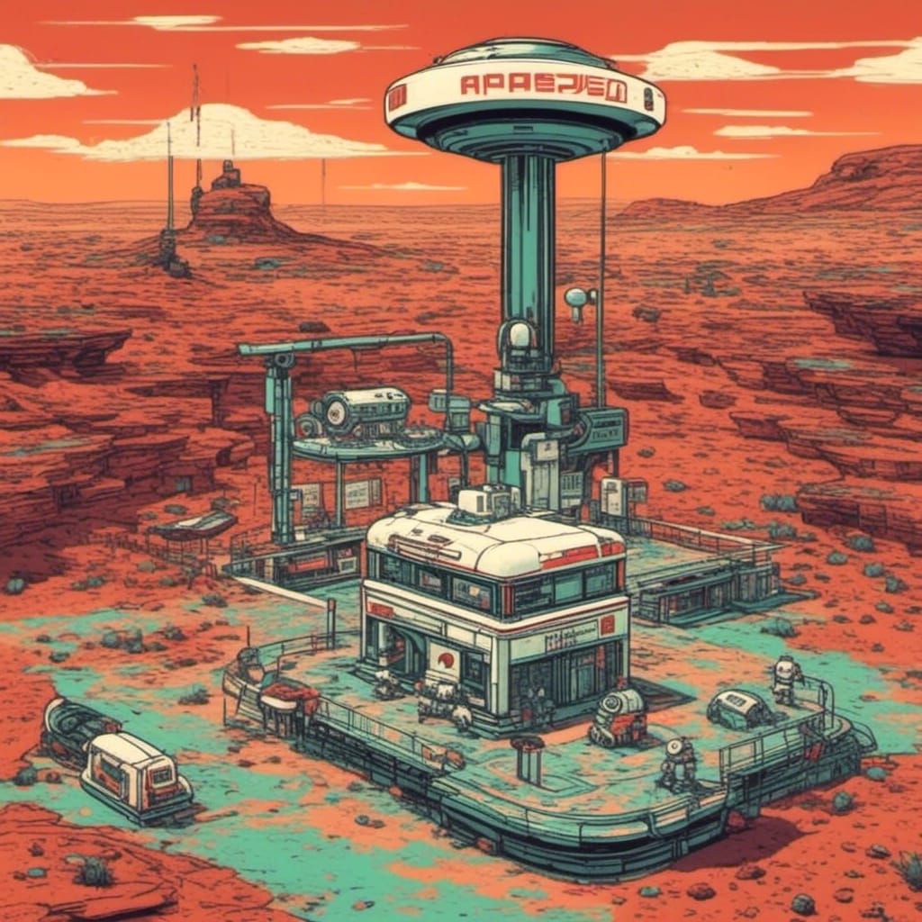 <lora:Sin City:1.0> Gas station on mars 