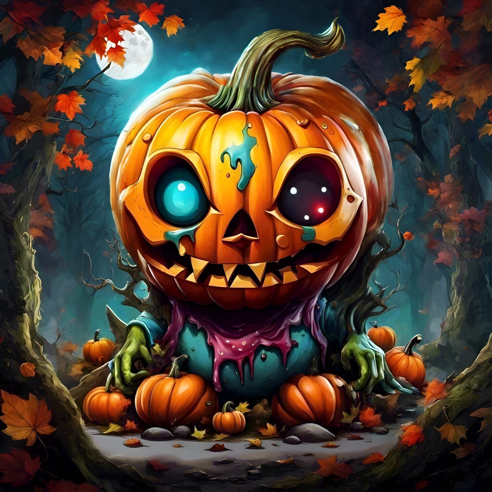 Pumpkin zombie  by @Antiparticle
