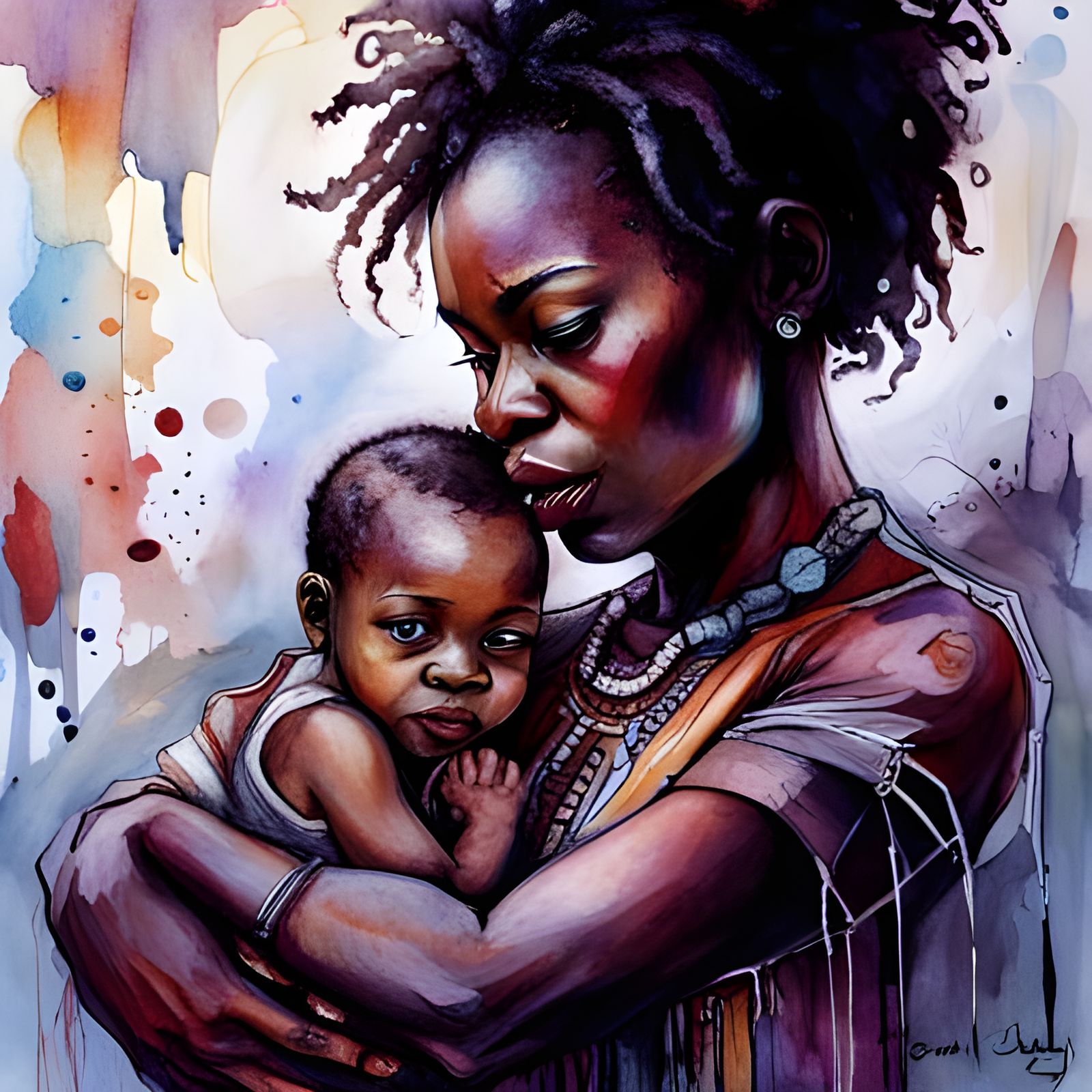 African Mother and Baby  by @Helaman