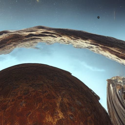 Epic Sci-Fi Landscape: Lone Astronaut Before Ancient Alien S...