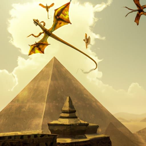 golden dragon flies over the pyramids Cinematic Feel, Epic 3...