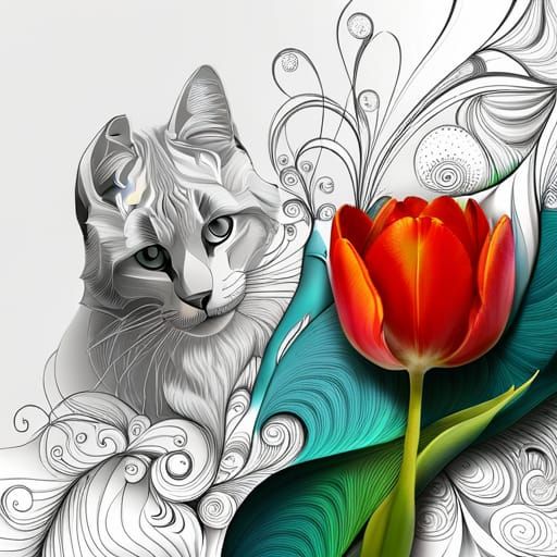 cat & tulip AI Generated Artwork NightCafe Creator