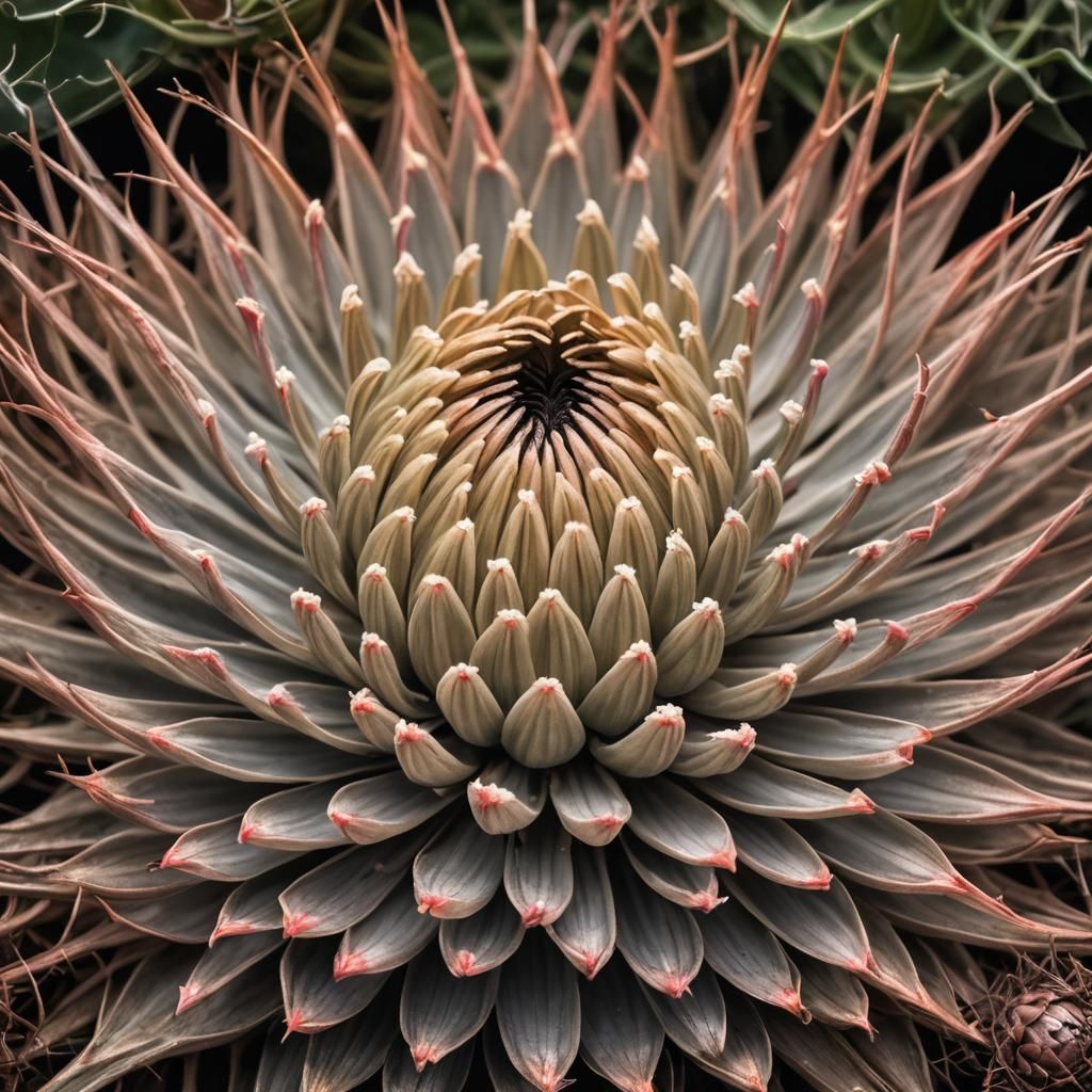 (dried pincushion protea) scientific botanical art illustrat...