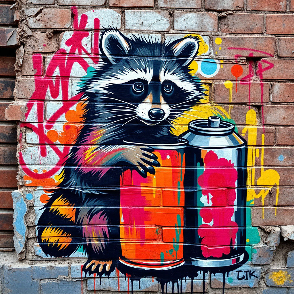 Raccoon Street Art Graffiti  by @PirateCaptainMo