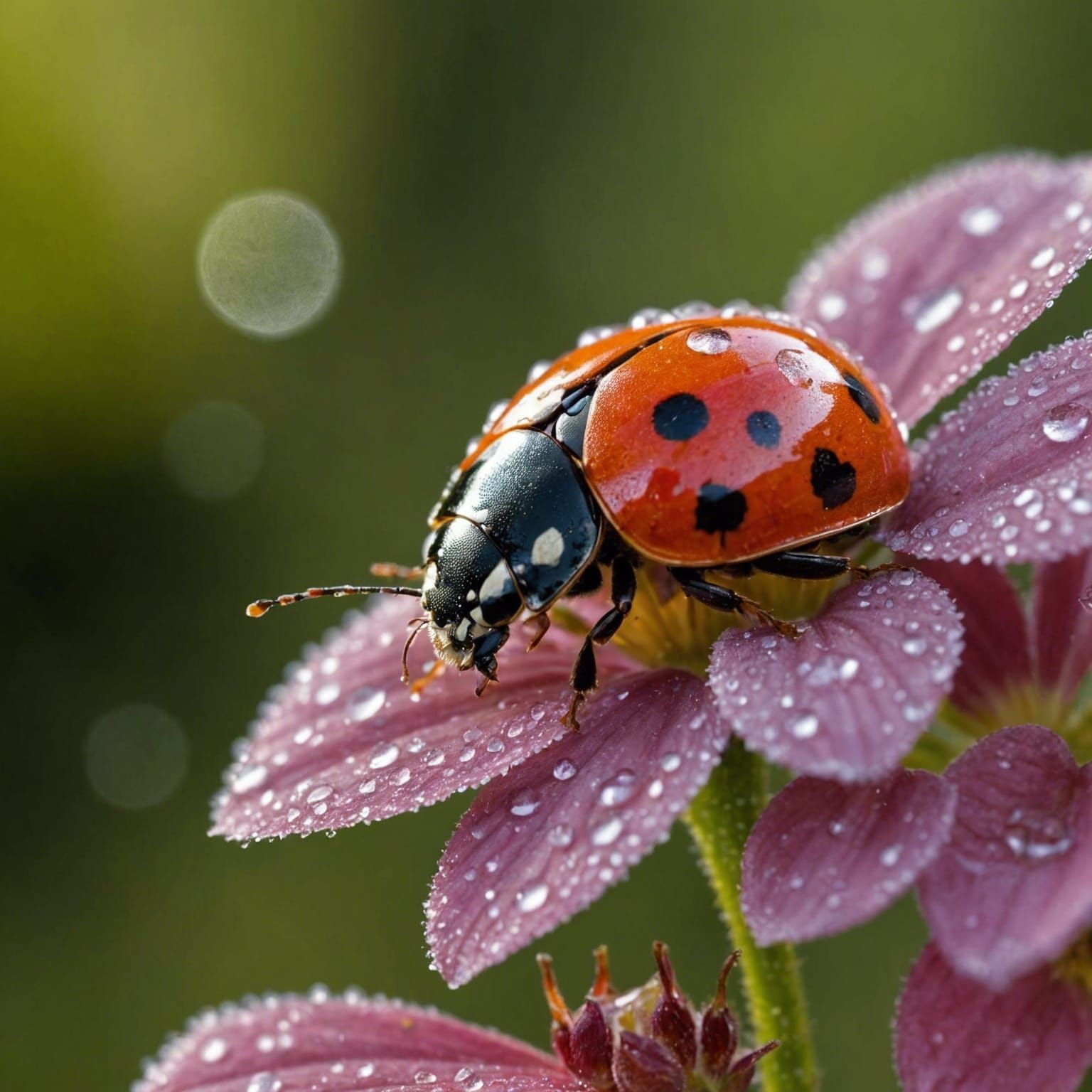 Pink Flower with Ladybug  by @AmandaBroadfoot