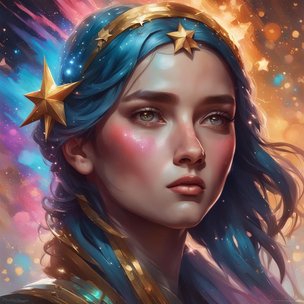 Star struck and beautiful head and shoulders portrait, 8k re...