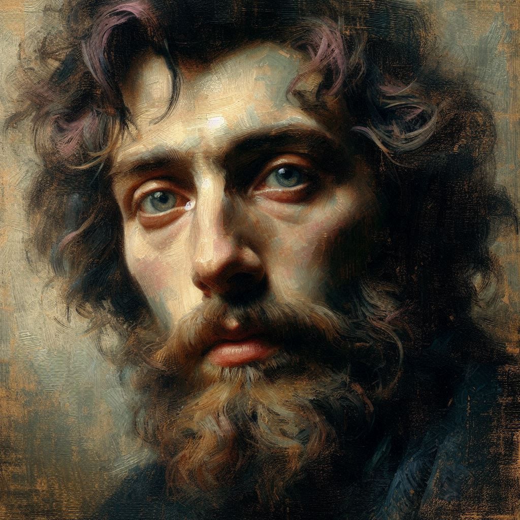 portrait, profound gaze, oil painting