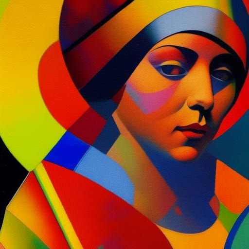 Oil Paint in the style of Robert Delaunay, Johannes Vermeer AI