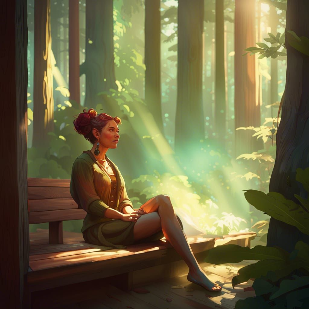 Sitting in thought at the edge of the forest
