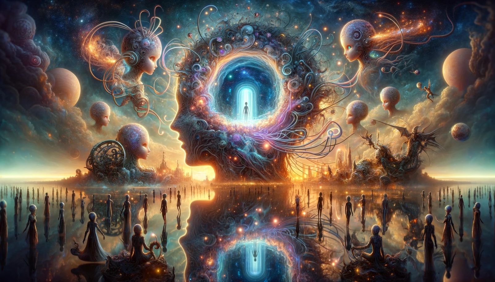 Surreal landscape with head