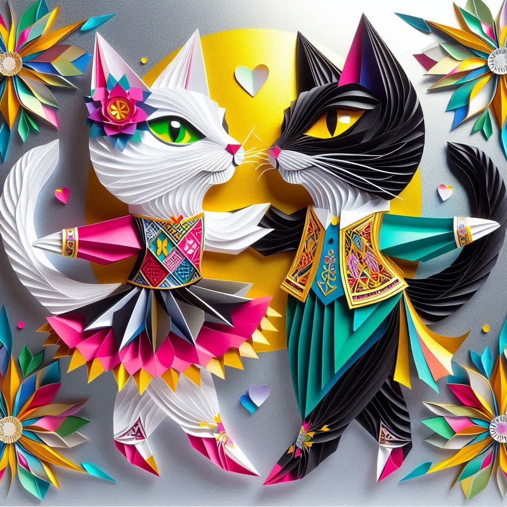 Happy couple of dancing cats 3